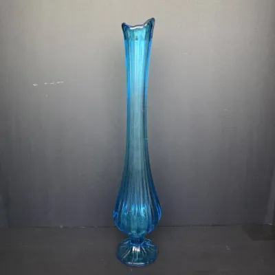 L.E. Smith Peacock Blue Swung Vase