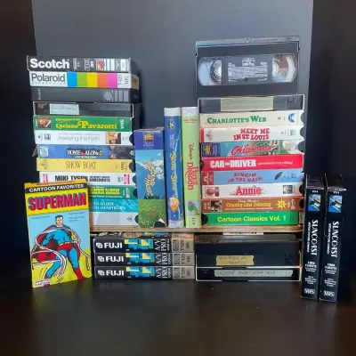 Lot Of 33 VHS Tapes, Superman Cartoon, Recordable Tapes, Etc