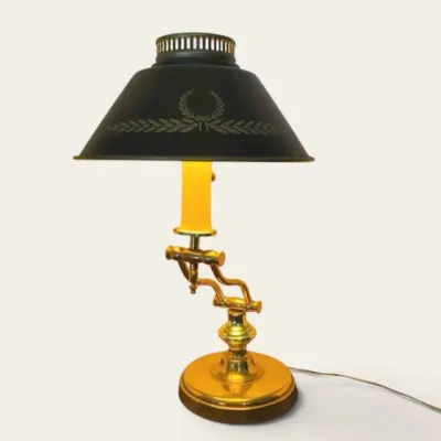 Vintage Toleware Swing-Arm Desk Lamp