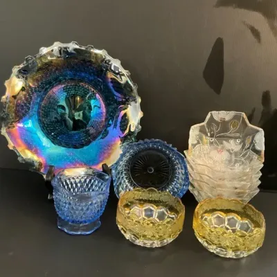 Indiana Glass Company Pressed Glass And Frosted Cross-Bowls
