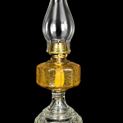 Antique Plume & Atwood Risdon Mfg Co Danbury CT Pressed Glass Oil Lamp