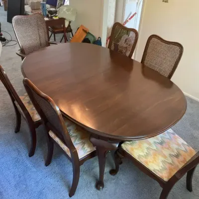 Vintage Ethan Allen French Provincial Style Dining Table 6 Chairs With 2 18” Leaves
