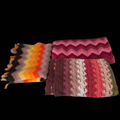 Retro-Inspired Crochet Throw Blanket Afghan Lot 