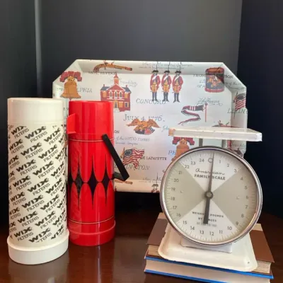 Vintage Kitchen Lot- Waverly Products Tray Thermos Scale 