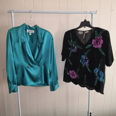 Women’s Evening Tops - Karen Scott Wrap, Vintage Stenay Floral Sequin 