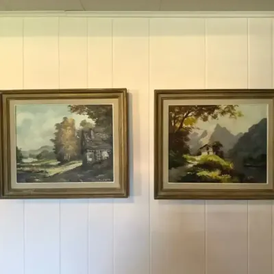 Vintage Framed Landscape Paintings on Canvas (2) - J. Vernon & A. Lenote, France