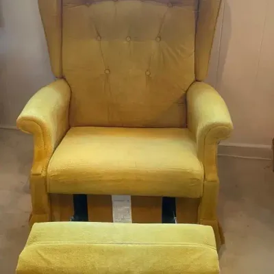 Yellow Recliner Chair W/ Foot Rest, Wrench Handle