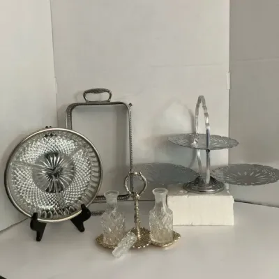 Entertainer’s Serving Ware Lot - Silver Tone and Glass Pieces