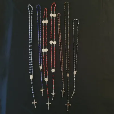 Rosary Lot - Plastic And Rose Beads