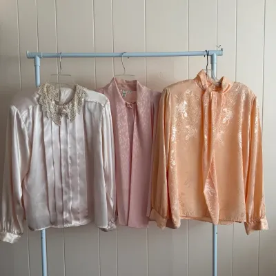 Vintage Silk Peach Blouse Lot 