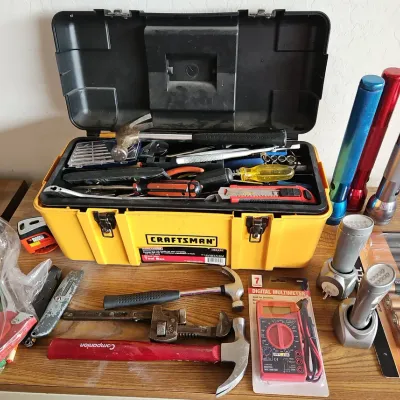 Craftsman Plastic Tool Box With Tools - Hammers, Screwdrivers, Wrenches, Flashlights, Multimete