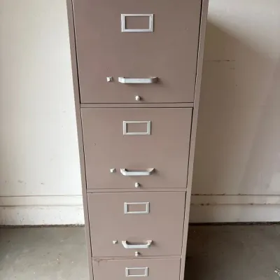 Century Steelmaster File Cabinet - 4 Drawers, Light Brown, Missing Lock