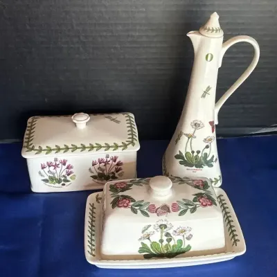 Portmeirion Botanic Garden - Covered Butter Dish, Treasure Box, Cruet
