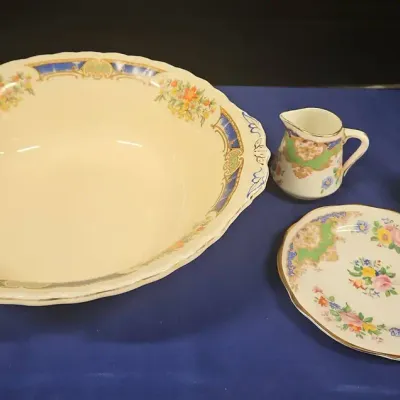 English Floral Dining Pieces - Gindley Floral Serving Bowl, Hammersley & Co Bone China