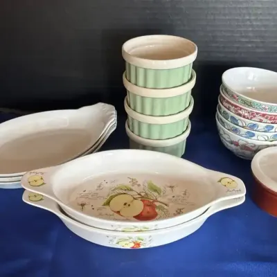 Kitchen Dishes - Kent Pottery Apple Bakers, Ramekins & Chinese Porcelain Bowls