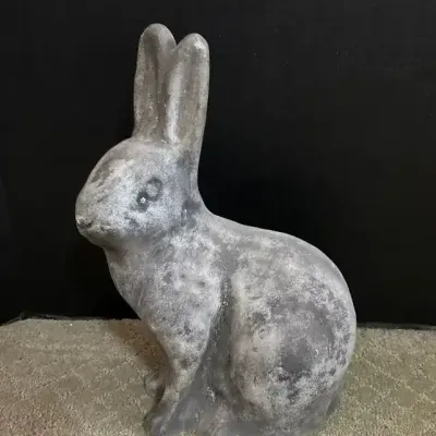 Cement Bunny Rabbit Decor Garden Art - Heavy, Grey