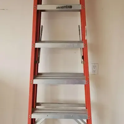 2 Werner Ladders - 8ft Fiberglass Step Ladder 300lb Capacity, 6ft Metal Step Ladder 200lb Capacity