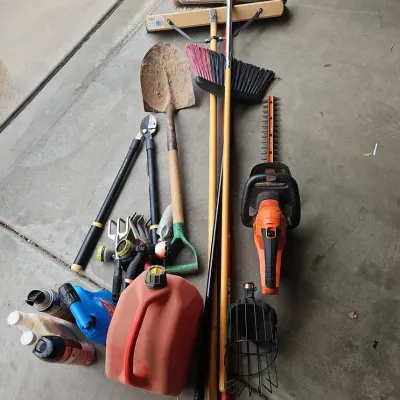 Patio & Lawn Tools & Pesticides  - Includes Brooms, Shovel, Water Sprayers, Black & Decker Trimmer