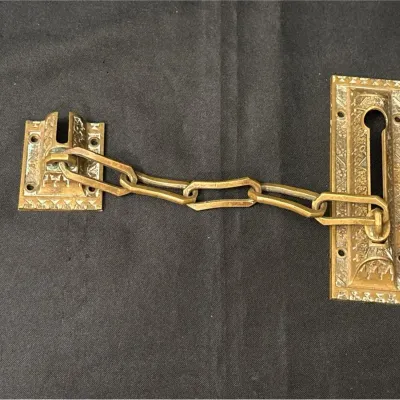 Antique Sargent & Co. Victorian Cast Brass Door Chain Lock - Patented 1895, Security Hardware