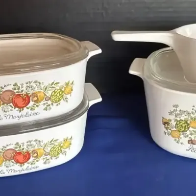 Vintage CorningWare Spice of Life - 2x 2-Qt Casserole Dish, Sauce/Gravy Pan, 3-Qt Dish, Lids
