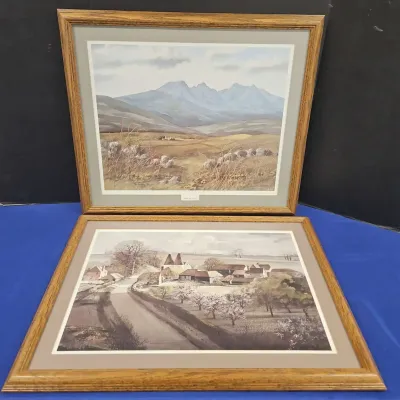 2 Vintage Framed Art - Blaven Isle Of Sky By Jim Nicholson, Garden Of England By Rowland Hilder