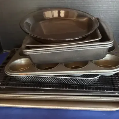 Kitchen Baking Pans + Rack - Muffin, Pie, Cookie Sheets