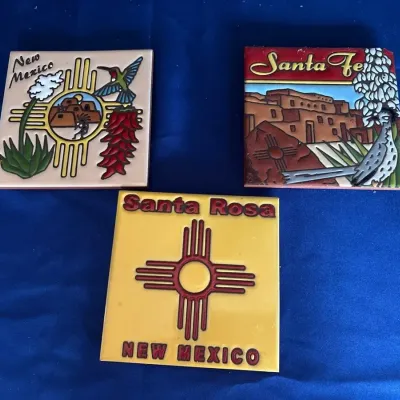 3 New Mexico Ceramic Tile Trivets - Santa Fe, Santa Rosa, Earthtones