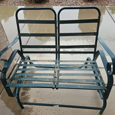 Green Aluminum Love Seat Swing Chair With Arms