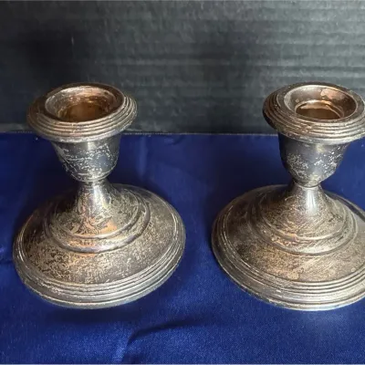 Vintage Fisher Sterling Silver Weighted Candlestick Holders - Pair, 804