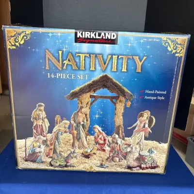 Kirkland Signature 14-Piece Nativity Set - Hand Painted, Antique Style 