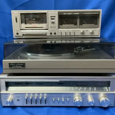Fisher Stereo Turntable, Stereo Receiver, And Cassette Deck