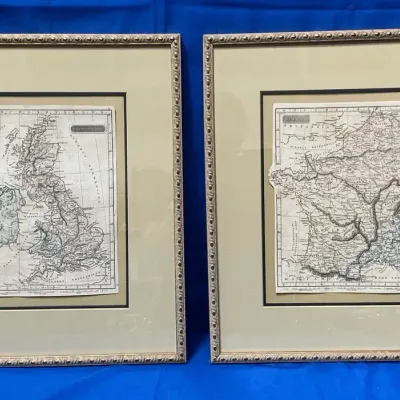 Gallia & Insule Britannicae Antique Map Prints 17.25"h x 15.5"w