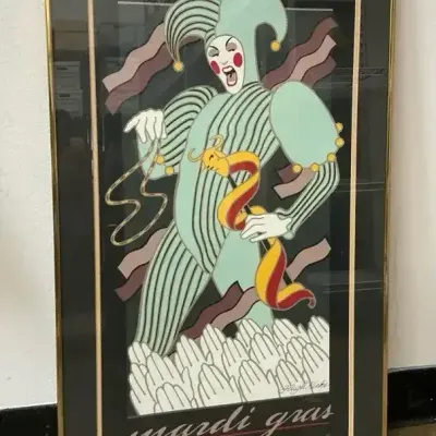 Mardis Gras 1985 Jester Poster Hugh Ricks 30.5"h x 18.25"w