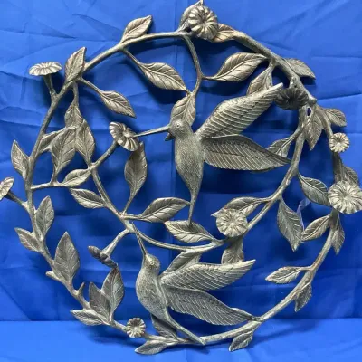Metal Hummingbird Soiree New Viridian Bay Wall Hanging