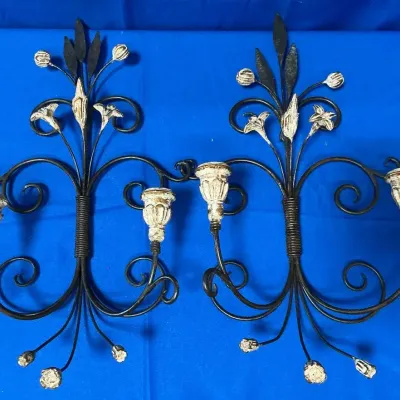 MarCo M.A.C. Sculpture Floral Metal Wall Scones 20"h