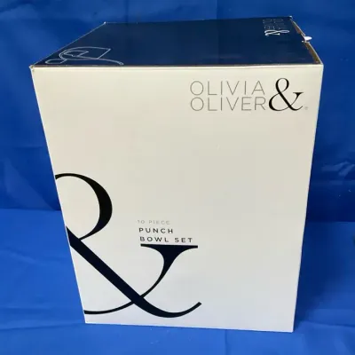 Olivia And Oliver Crystal Glass Punchbowl Set