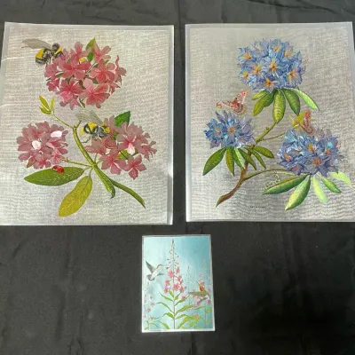 Ray G. Lewis & Other Floral Vintage Foil Prints
