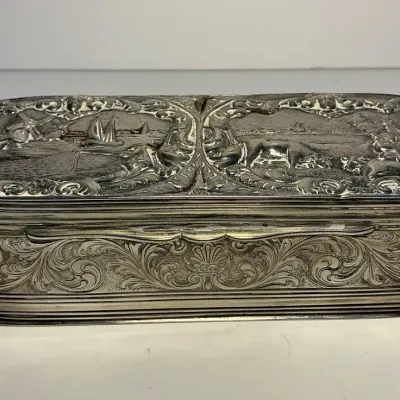 Dutch .833 Silver Repousse Box (244 Grams)