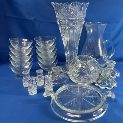 Clear Glass/ Crystal Assortment, Fire King, And More