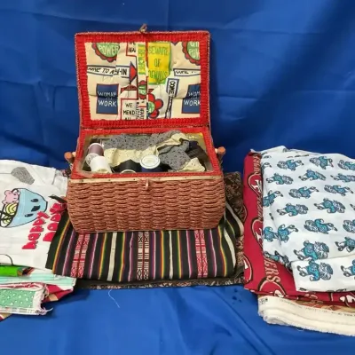 Sewing Supplies And Various Fabric 