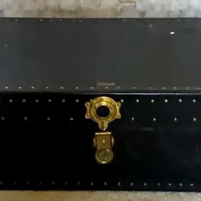 Overland Black Storage Trunk With Brass-Toned Hardware