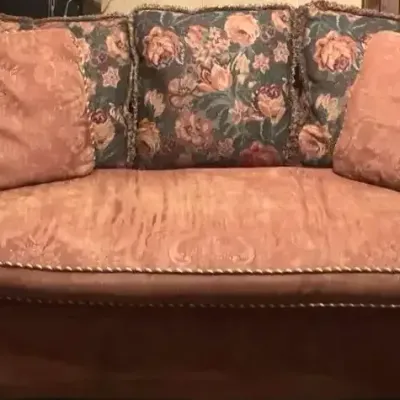 Lane Rose Gold Floral Upholstered Sofa With Decorative Pillows (2 of 2) 