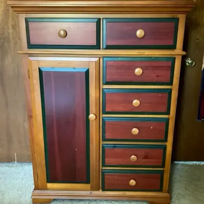 Multi-Drawer Wood Storage Chest With Cabinet
