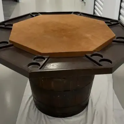 Wooden Whiskey Barrel Poker Table 