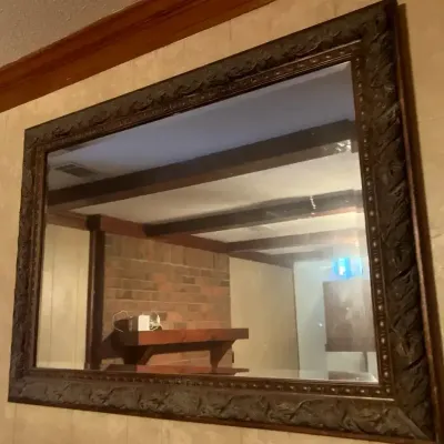 Carved Bronze-Tone Beveled Wall Mirror