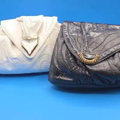 Vintage 1980s Sharif Leather Patchwork Handbags. Lot of 2.