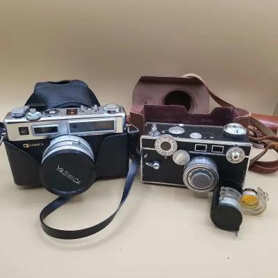 Yashica Electro 35 and Argus C3 - 35 mm Cameras with Cases