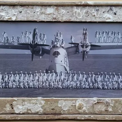 WWII Photo Taken in Key West In Frame of Recycled Lobster Traps