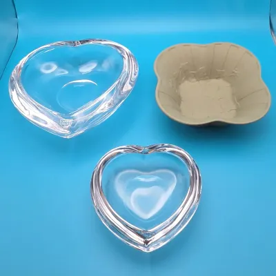 Orrefors Crystal Amour Bowls, 1 Large 1 Small & Wedgwood Doric Ivy Sage Candy Dish/Bowl