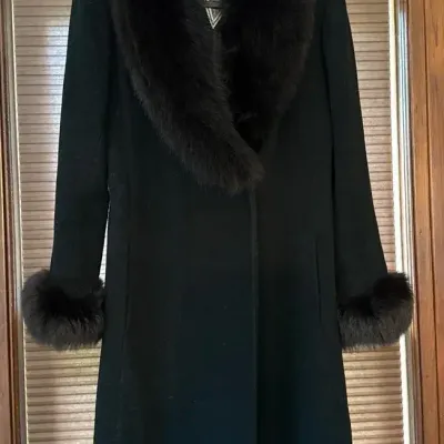 Marvin Richards Lambswool Coat with Fur Trim